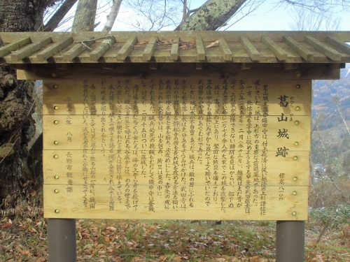 葛山城跡の説明看板の写真です。