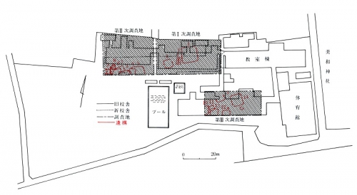 三輪小学校遺跡の調査区の写真です。